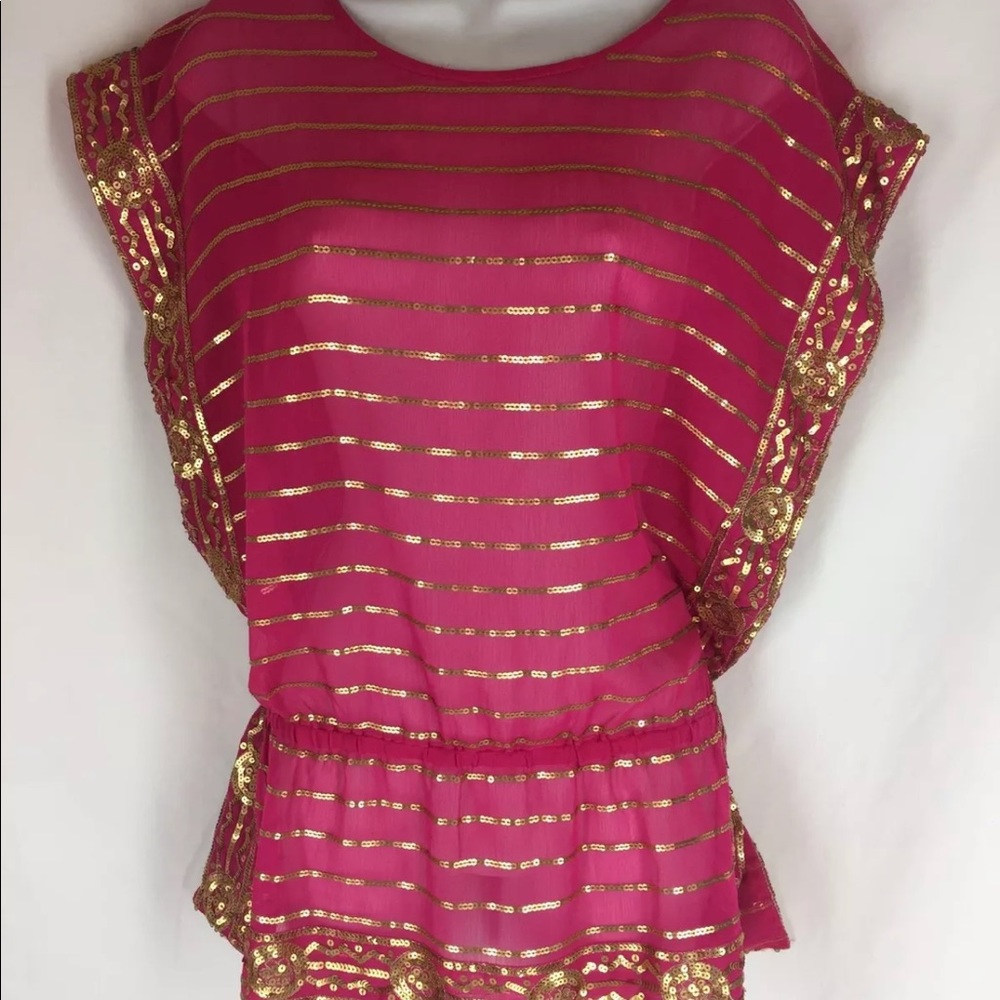 NWT Chicos XL Hot Pink Lina Sequin Top